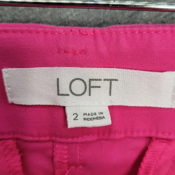 Loft Chino Pants The Riviera Slim Pink Womens 2 Flat Front Ankle Preppy Barbie - Picture 10 of 11